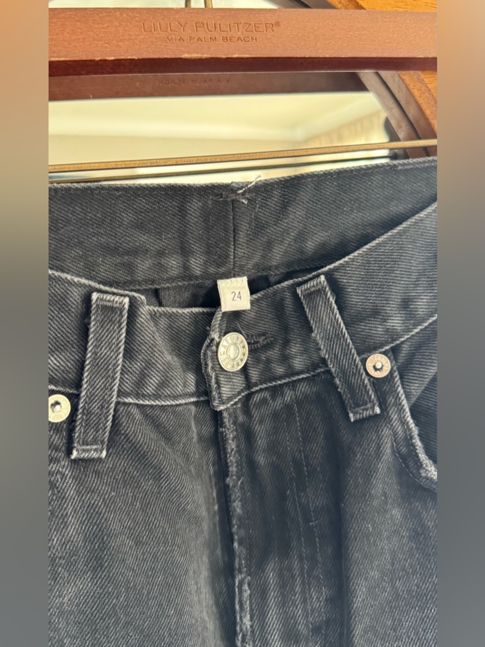 Agolde Black Slim Straight Distressed Jeans - Picture 2 of 7
